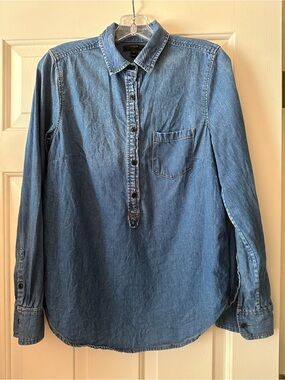 J Crew Denim Button-Front Pullover Long-Sleeve Shirt - 4